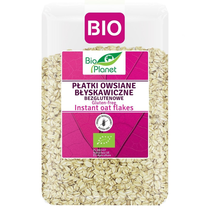 Płatki owsiane błyskawiczne bezglutenowe BIO 1 kg - BIO PLANET