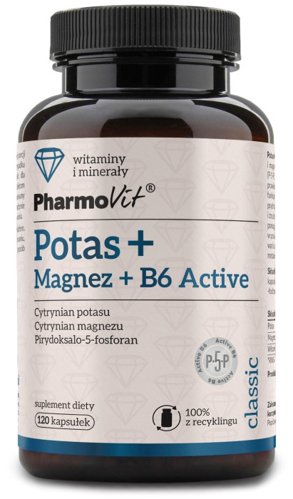 Potas + magnez + witamina b6 active bezglutenowe 120 kapsułek - PHARMOVIT (CLASSIC)
