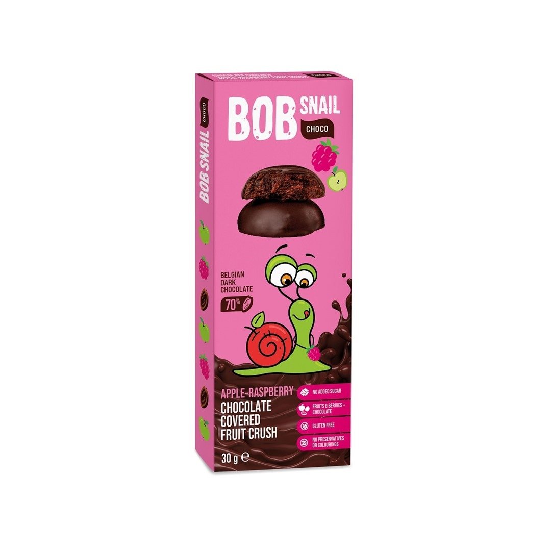 Przek&#x0105;ska&#x20;choco&#x20;jab&#x0142;ko&#x20;-&#x20;MALINA&#x20;W&#x20;CZEKOLADZIE&#x20;CIEMNEJ&#x20;BELGIJSKIEJ&#x20;BEZ&#x20;DODATKU&#x20;CUKR&#xD3;W&#x20;BEZGLUTENOWA&#x20;30&#x20;g&#x20;-&#x20;BOB&#x20;SNAIL