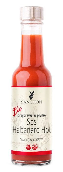 Przyprawa wegańska w płynie habanero hot bezglutenowa BIO 140 ml - SANCHON