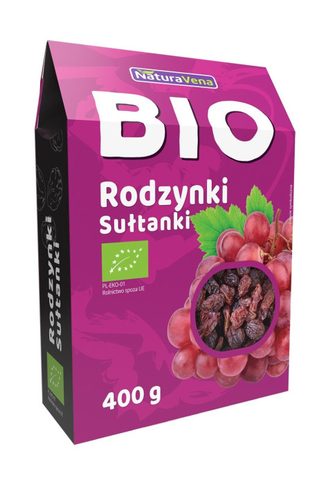 Rodzynki sułtanki bezglutenowe BIO 400 g - NATURAVENA