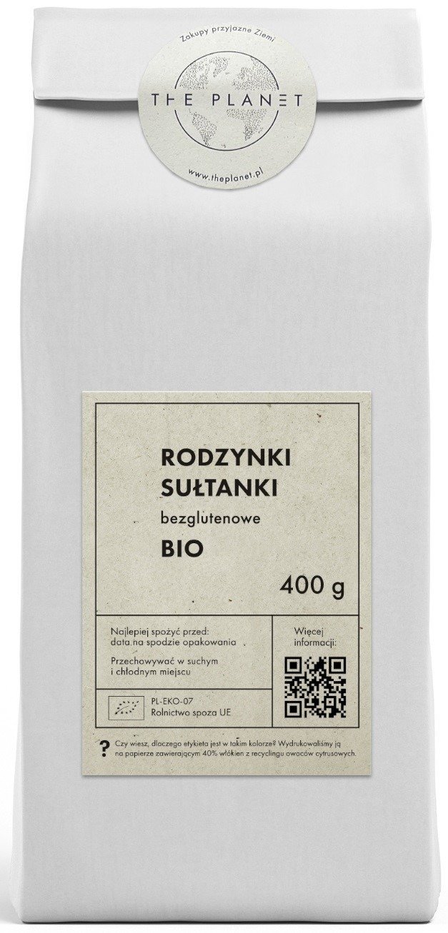 Rodzynki sułtanki bezglutenowe BIO 400 g - THE PLANET