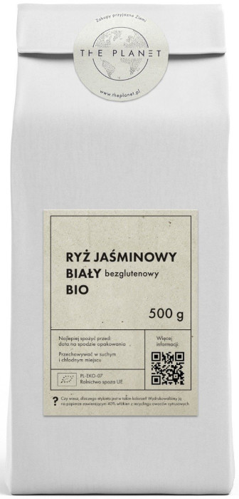 Ryż jaśminowy biały bezglutenowy BIO 500 g - THE PLANET