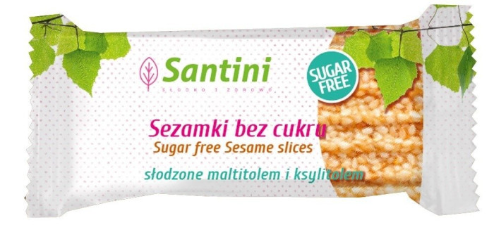 Sezamki słodzone maltitolem i ksylitolem 27 g - SANTINI