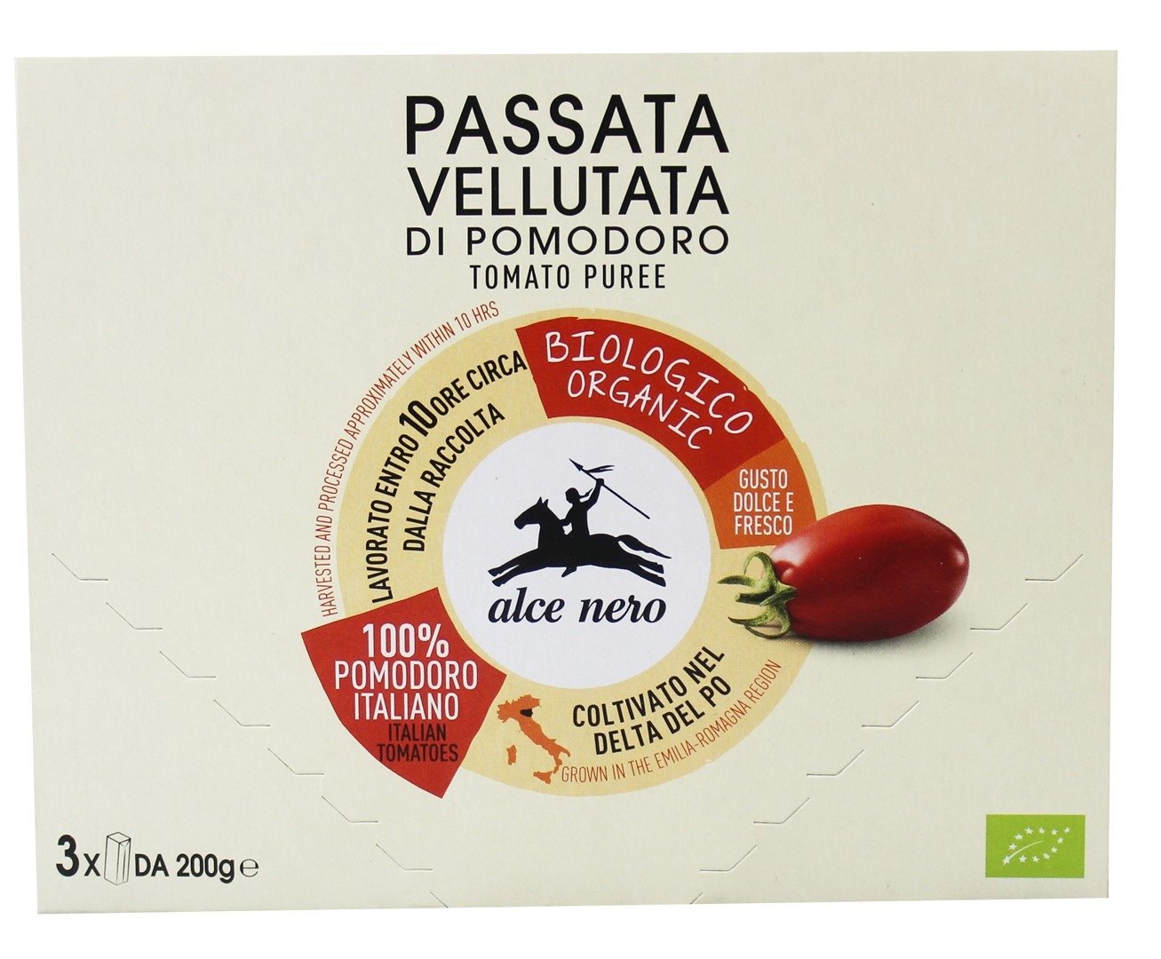 Sos pomidorowy passata BIO (3 x 200 g) 600 g - ALCE NERO