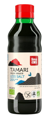 Sos sojowy tamari 25 % mniej soli bezglutenowy BIO 250 ml - LIMA