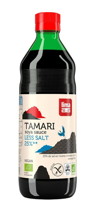 Sos sojowy tamari 25 % mniej soli bezglutenowy BIO 500 ml - LIMA
