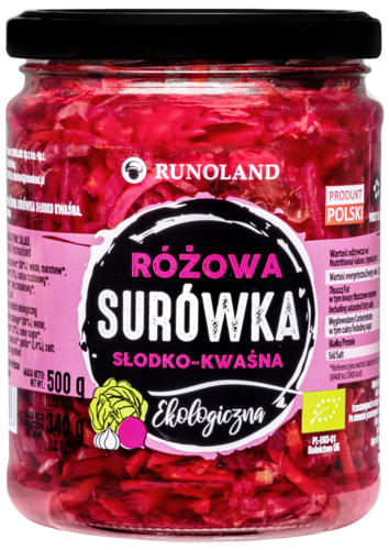 Surówka z kapusty różowa słodko - kwaśna BIO 500 g (340 g) - RUNOLAND
