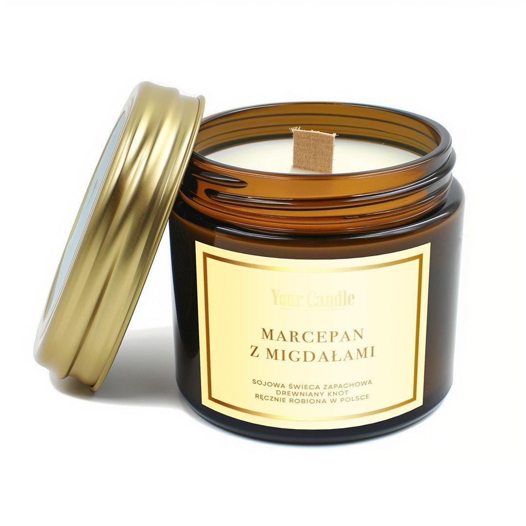 Świeca sojowa zapachowa z drewnianym knotem marcepan z migdałami 120 ml - YOUR CANDLE