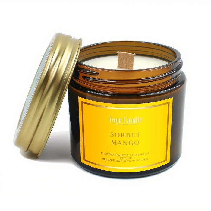 Świeca sojowa zapachowa z drewnianym knotem sorbet mango 120 ml - YOUR CANDLE