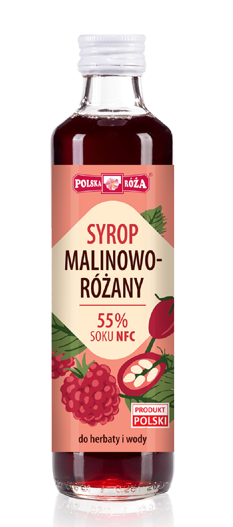 Syrop malinowo - RÓŻANY 250 ml - POLSKA RÓŻA