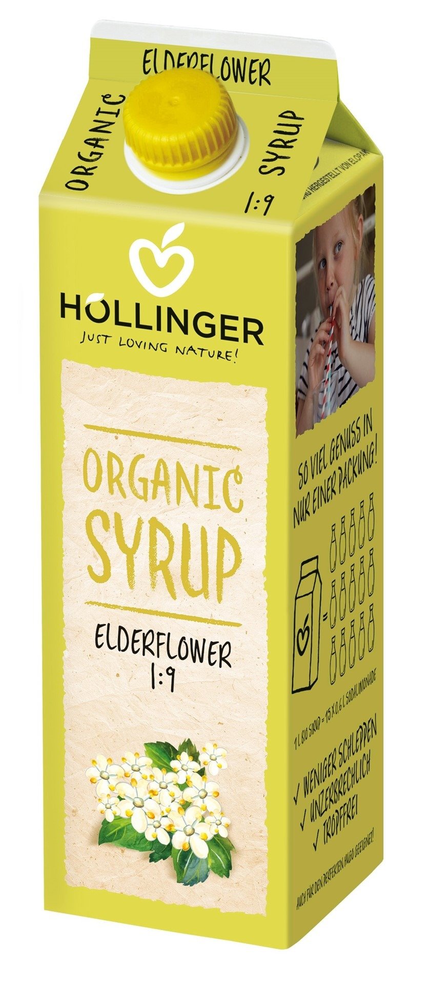 Syrop o smaku kwiatów czarnego bzu BIO 1 L - HOLLINGER