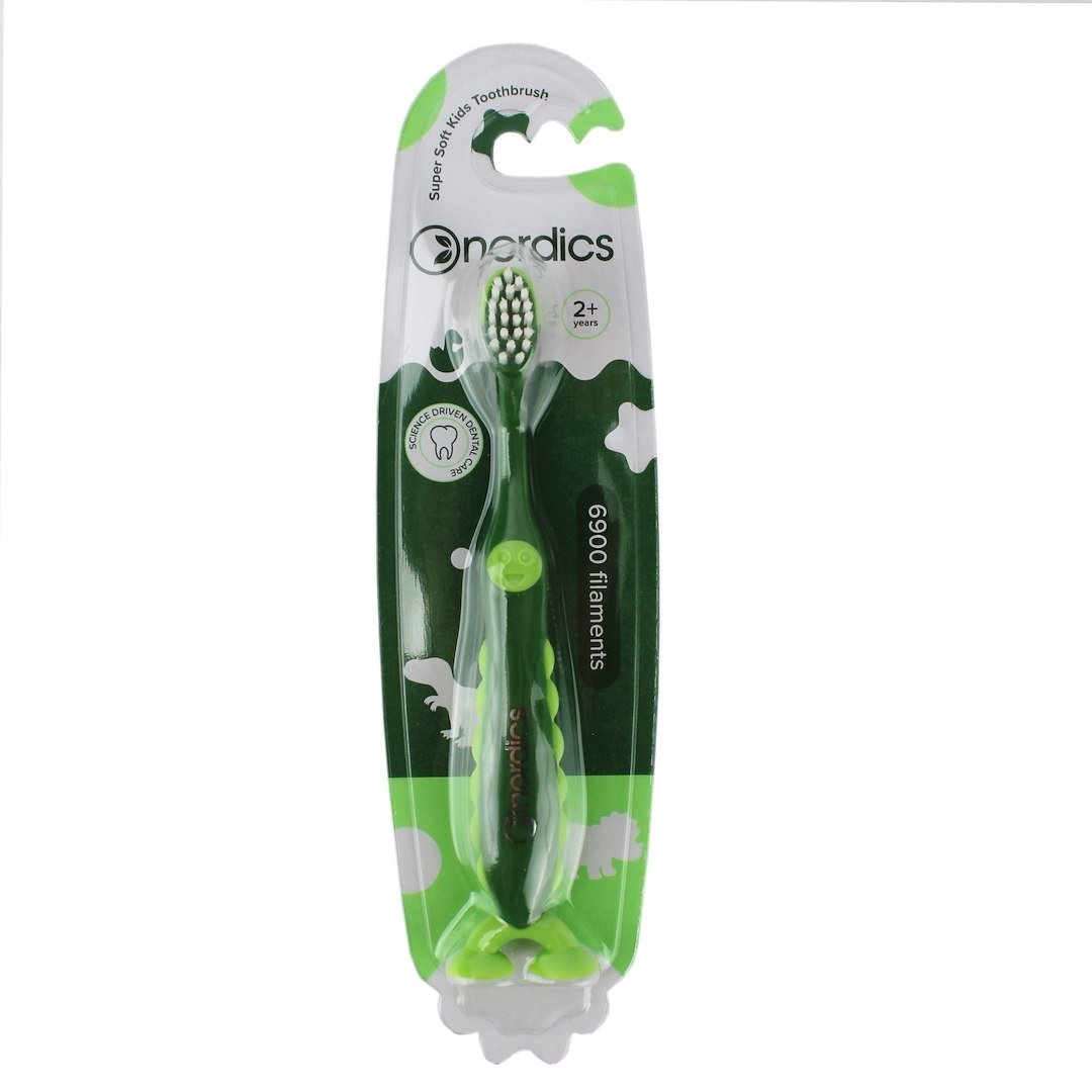 Szczoteczka do zębów dla dzieci 6900 super miękka zielona dinozaur - NORDICS