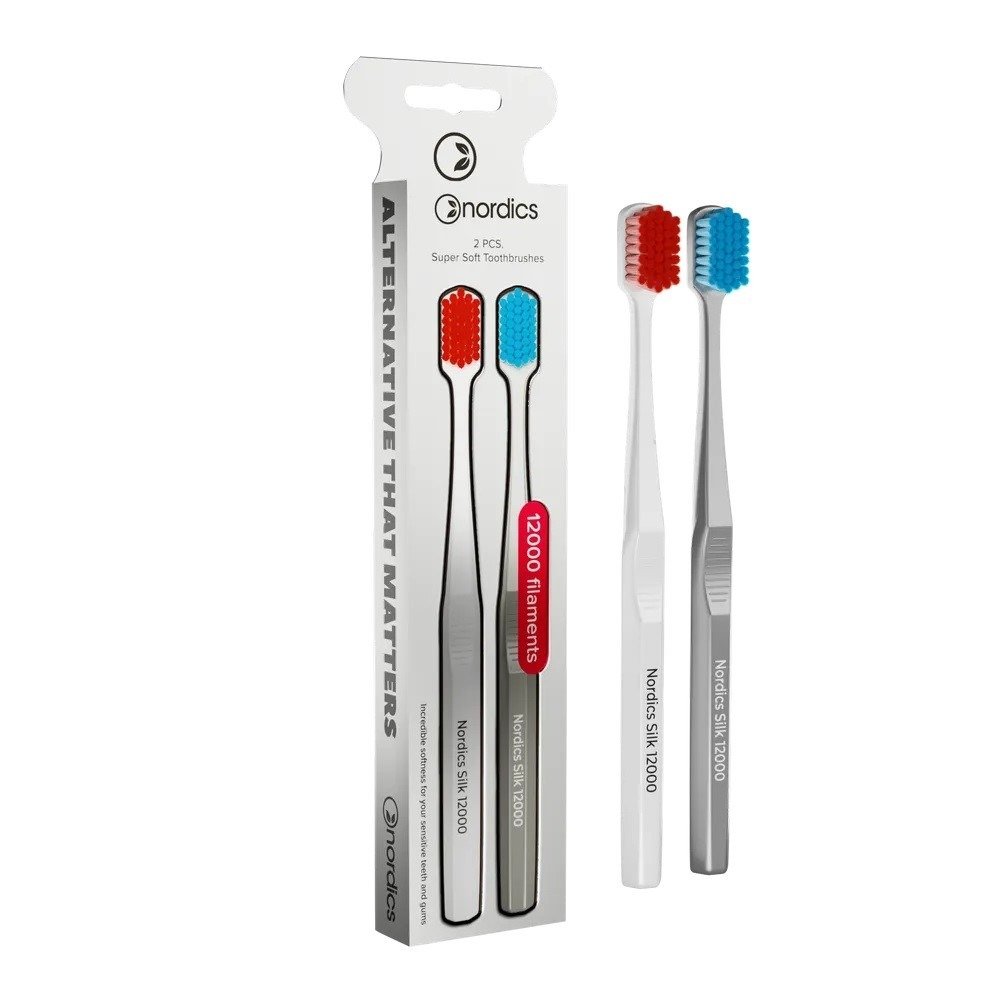 Szczoteczka do zębów z tworzywa pla 12000 super miękka 2 szt. - NORDICS