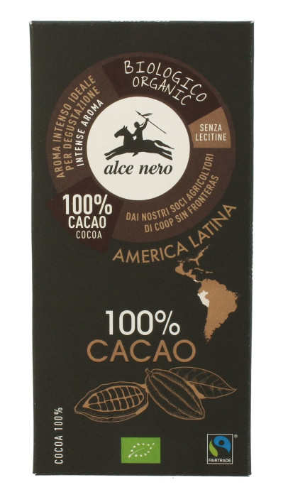 Tabliczka gorzka 100 % kakao BIO 50 g - ALCE NERO