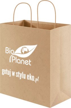 Torba na zakupy (papierowa) z logo BIO PLANET (24 cm x 11 cm x 32 cm)
