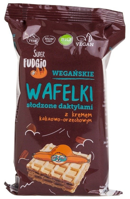 Wafelki z kremem kakaowo - orzechowym słodzone daktylami BIO (4 szt.) 120 g - ME GUSTO (SUPER FUDGIO)