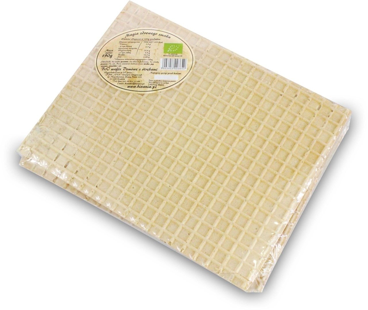 Wafle domowe z otrębami bez dodatku cukrów BIO 190 g - BIO ANIA