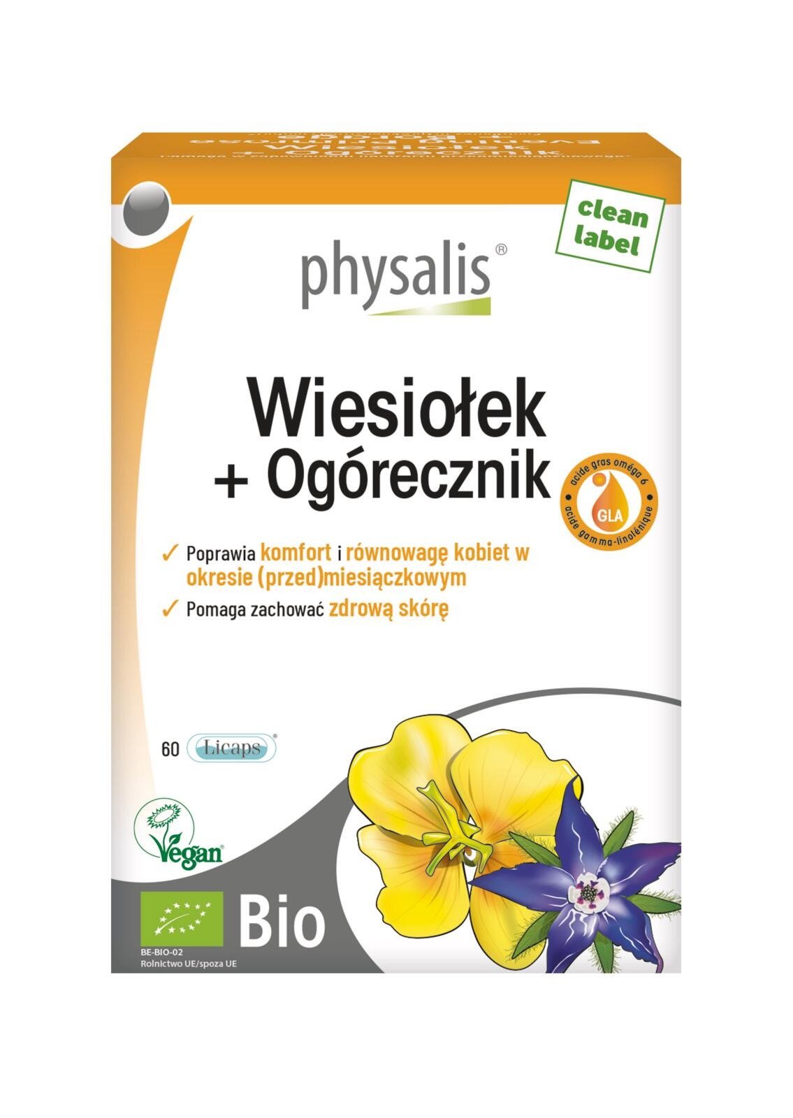Wiesiołek + ogórecznik BIO 60 KAPSUŁEK - PHYSALIS