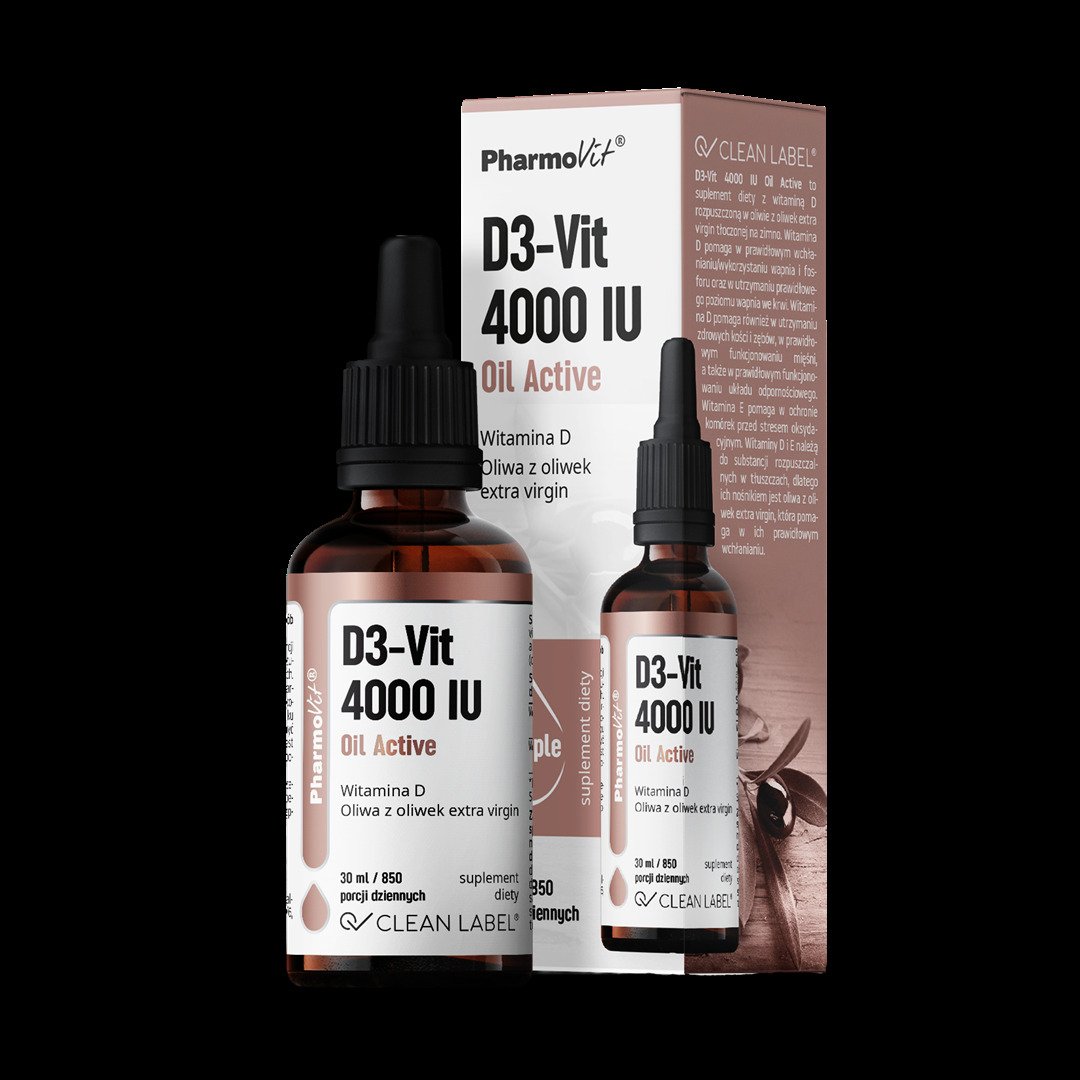 Witamina d3 w kroplach 100 mcg (4000 j.m) bezglutenowa 30 ml - PHARMOVIT (CLEAN LABEL)