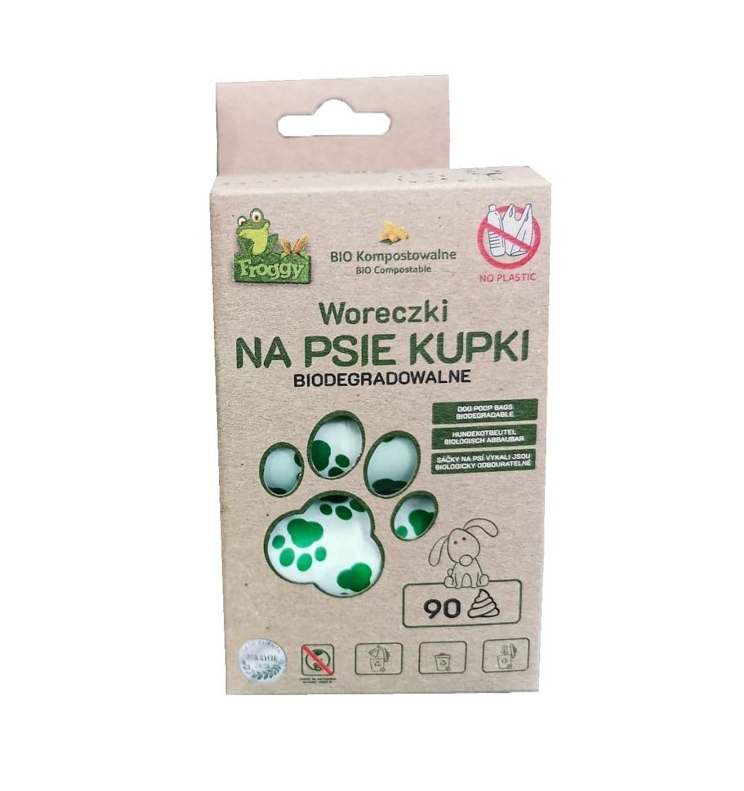 Worki na psie odchody (kompostowalne i biodegradowalne) 90 szt - FROGGY