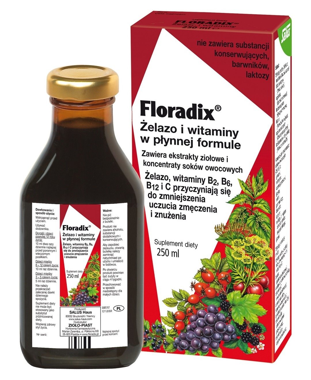 Żelazo + witaminy w płynie 250 ml - SALUS (FLORADIX)