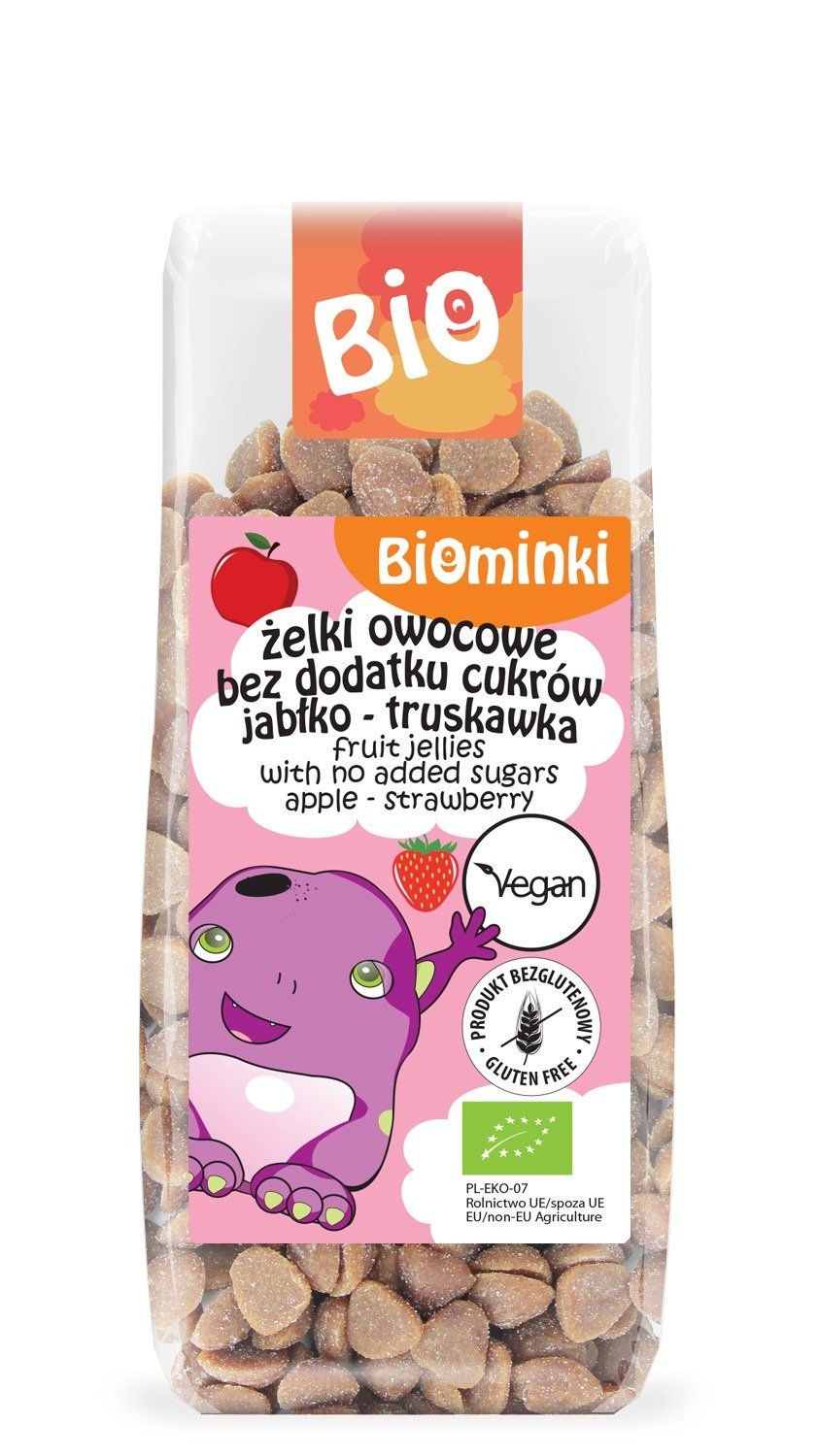 Żelki owocowe bez dodatku cukrów bezglutenowe BIO 150 g - BIOMINKI