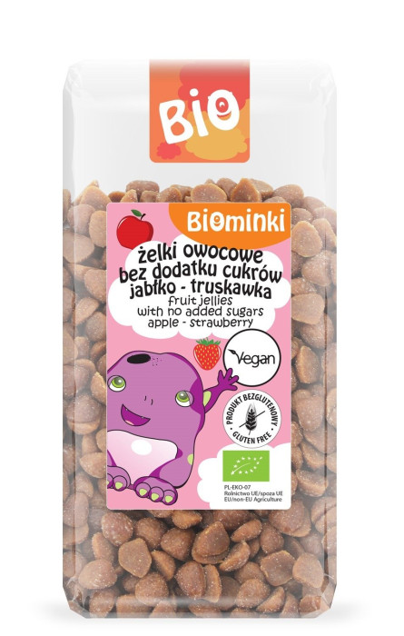 Żelki owocowe bez dodatku cukrów bezglutenowe BIO 400 g - BIOMINKI