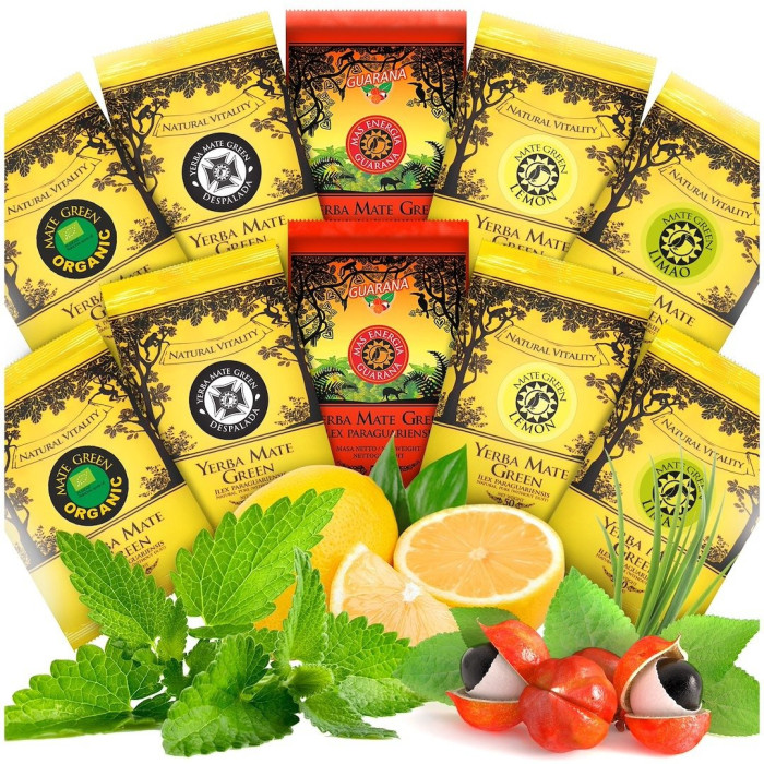 Zestaw próbek yerba mate mix (10 x 50 g) 500 g - YERBA MATE GREEN