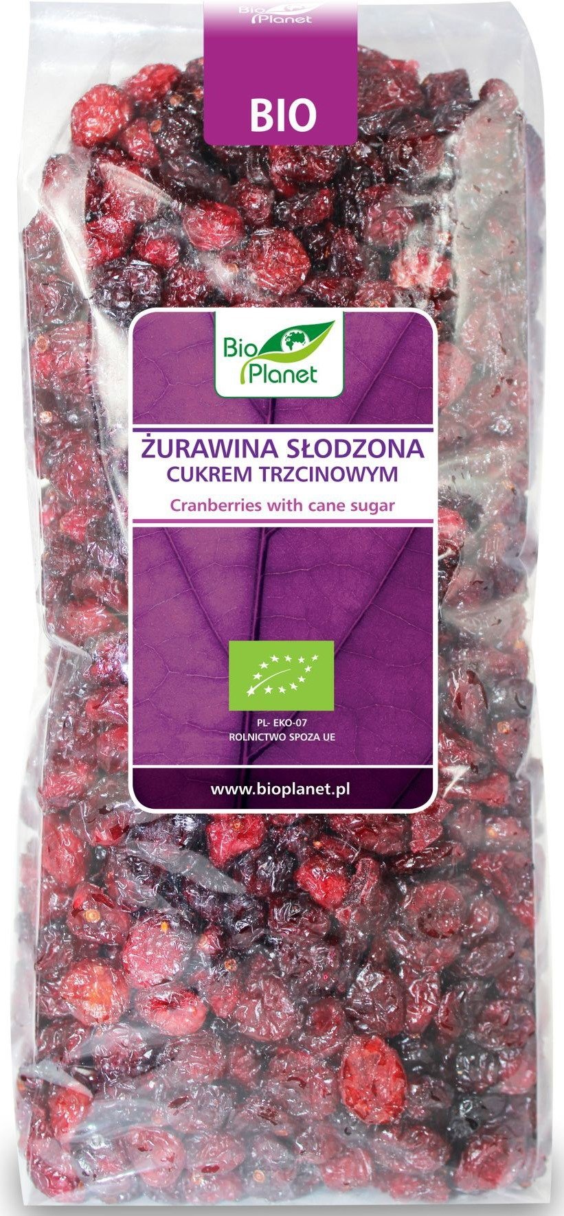 Żurawina słodzona cukrem trzcinowym BIO 1 kg - BIO PLANET