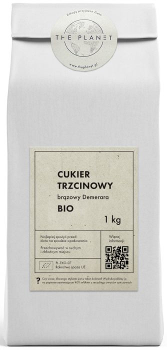 Cukier trzcinowy demerara BIO 1 kg - THE PLANET
