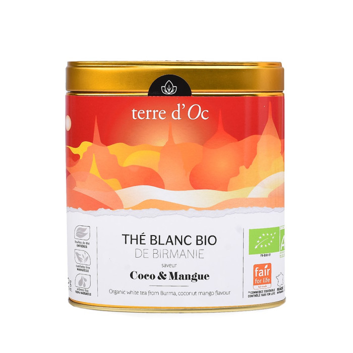 Herbata biała kokos - mango fair for life BIO 40 g - TERRE D'OC