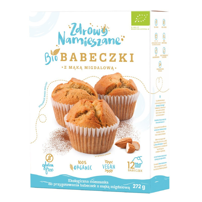 Mieszanka na babeczki z mąką migdałową bezglutenowa BIO 272 g - ZDROWO NAMIESZANE