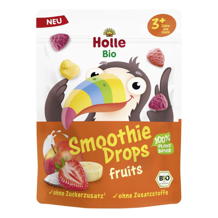 Chrupki owocowe liofilizowane do smoothie bez dodatku cukrów od 3 roku BIO 15 g - HOLLE