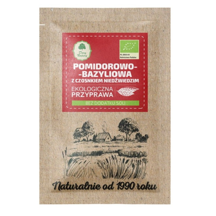 Przyprawa pomidorowo - bazyliowa z czosnkiem niedźwiedzim BIO 15 g - DARY NATURY