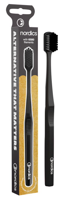 Szczoteczka do zębów z tworzywa pla czarna 6580 miękka - NORDICS