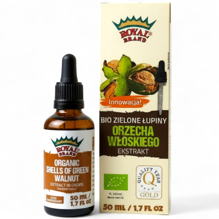 Ekstrakt z zielonych łupin orzechów włoskich w kroplach BIO 50 ml - ROYAL BRAND